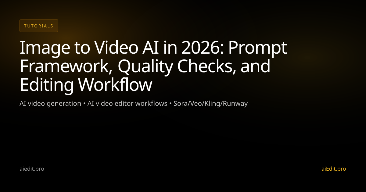 Image to Video AI in 2026: Prompt Framework, Quality Checks, and Editing Workflow cover