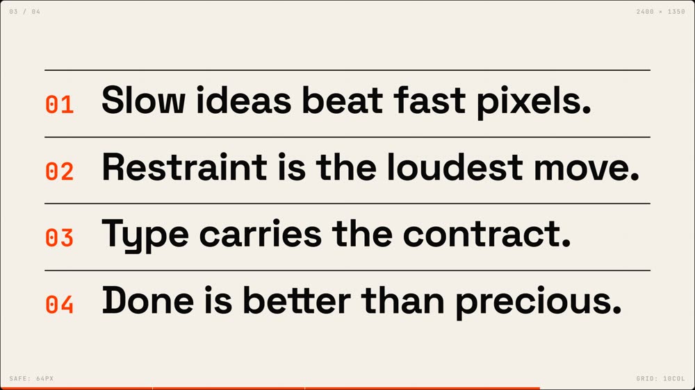 NEO-BRUTALIST MANIFESTO template rendering at 5s